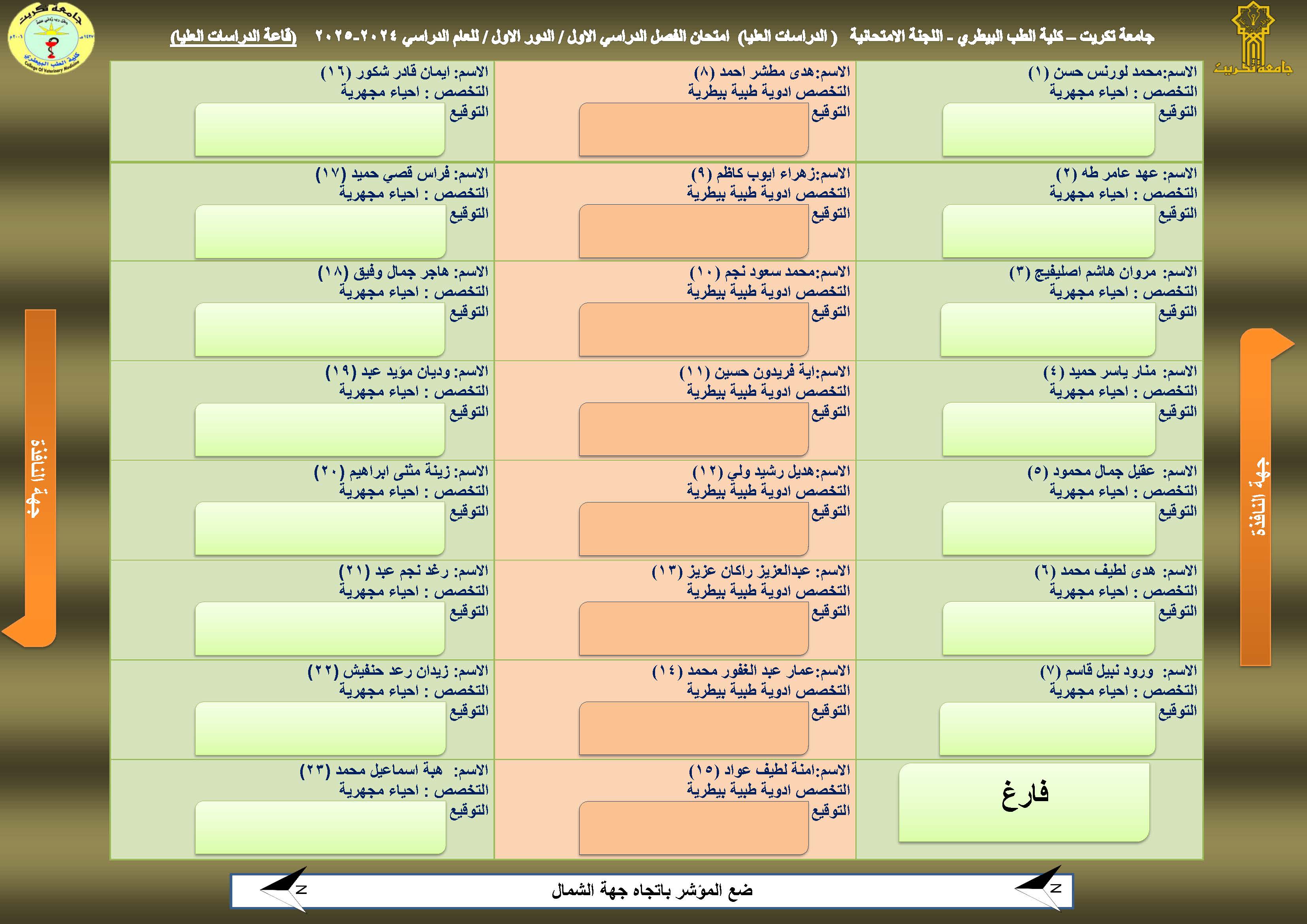 خارطة جلوس الدراسات بلا صور لموقع الكلية